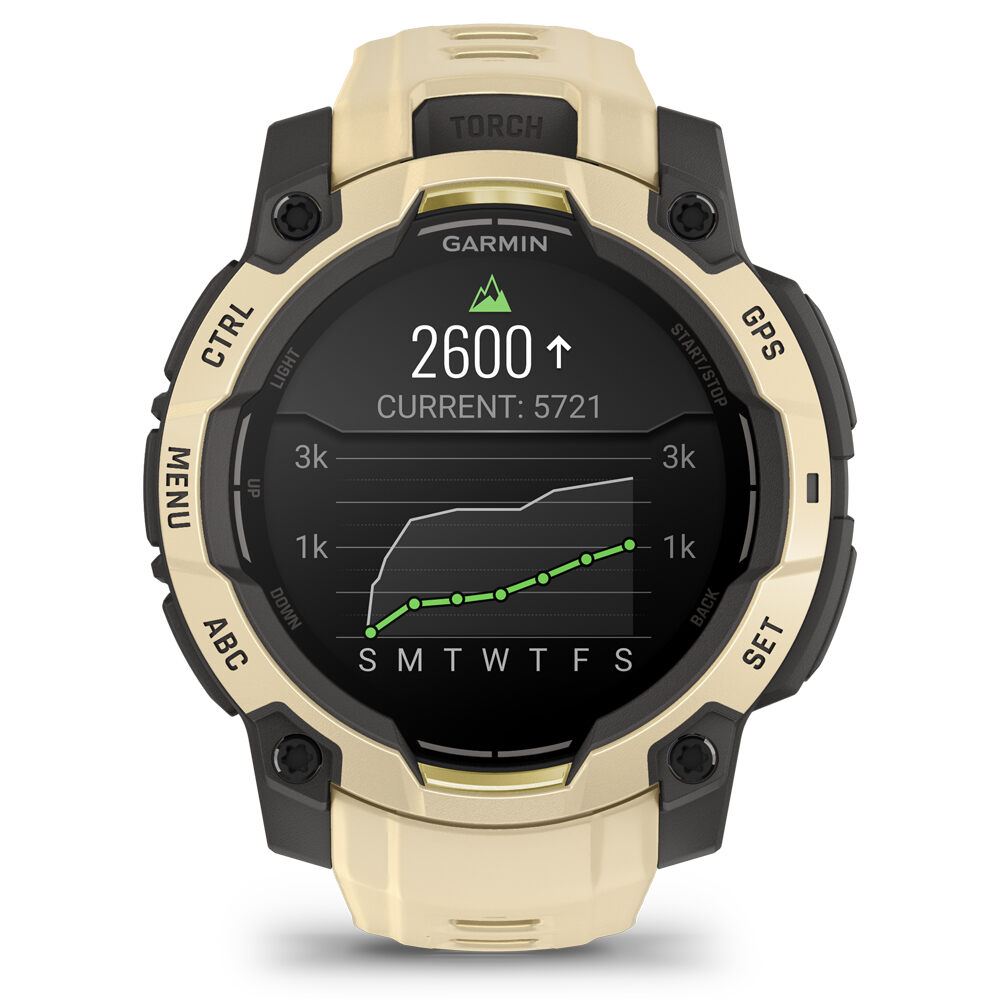 Garmin pulsómetros con gps Instinct 3 45 mm, AMOLED Beige con correa de silicona beige 10