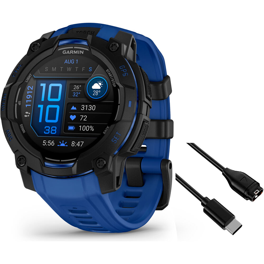 Garmin pulsómetros con gps Instinct 3  45 mm AMOLED SuperNova Negr vista frontal