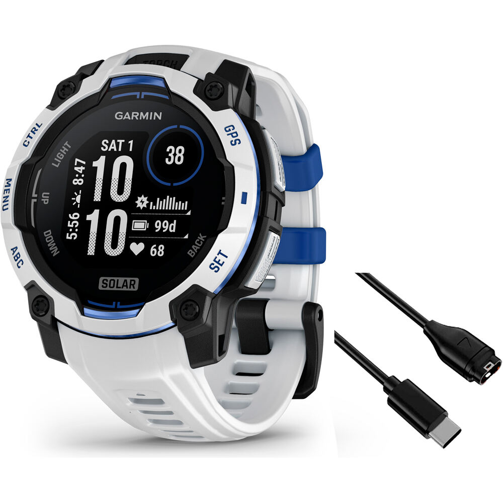 Garmin pulsómetros con gps Instinct 3  45 mm, Solar, Supernova Bla vista frontal