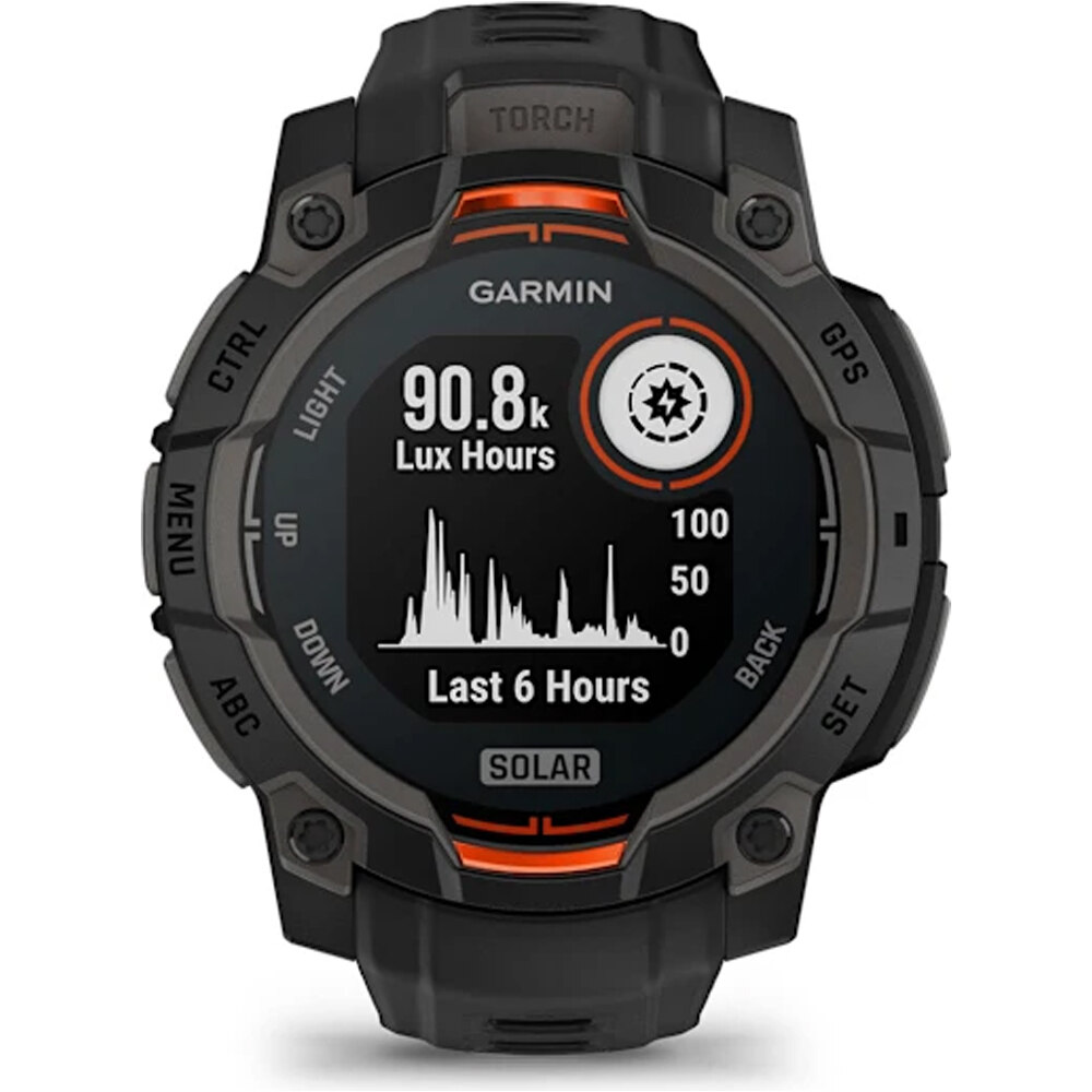 Garmin pulsómetros con gps Instinct 3, 45mm, Solar, Black Bezel wit 02