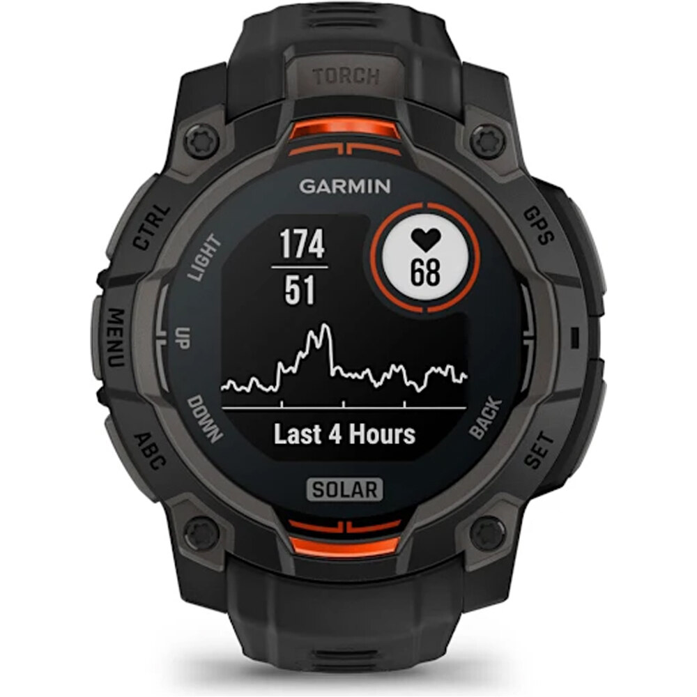 Garmin pulsómetros con gps Instinct 3, 45mm, Solar, Black Bezel wit 03