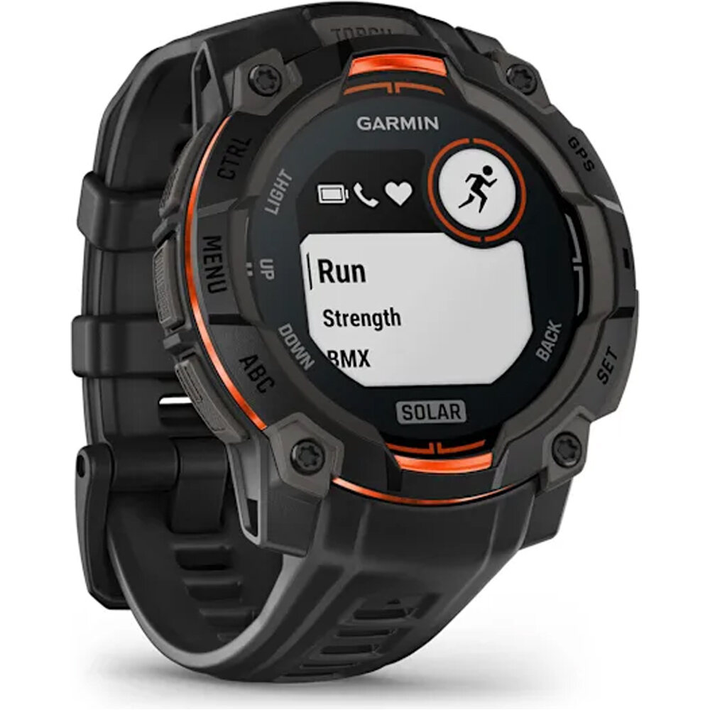 Garmin pulsómetros con gps Instinct 3, 45mm, Solar, Black Bezel wit 04