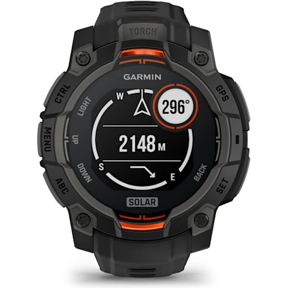 Garmin pulsómetros con gps Instinct 3, 45mm, Solar, Black Bezel wit 05