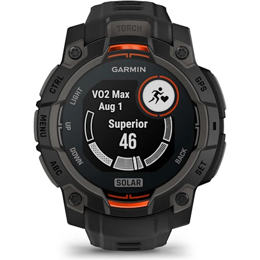 Garmin pulsómetros con gps Instinct 3, 45mm, Solar, Black Bezel wit 09