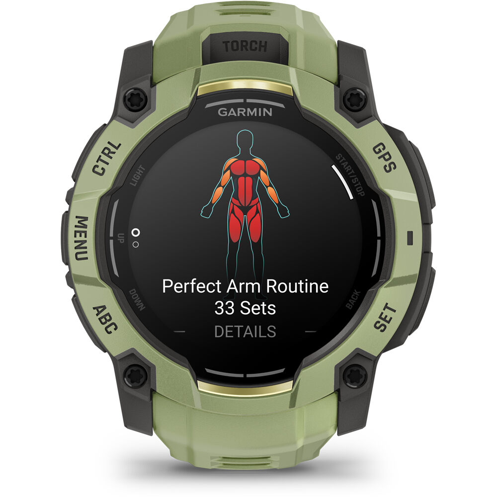 Garmin pulsómetros con gps Instinct 3 50 mm, AMOLED Verde con correa de silicona verde 07
