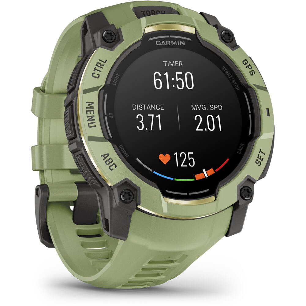 Garmin pulsómetros con gps Instinct 3 50 mm, AMOLED Verde con correa de silicona verde 10