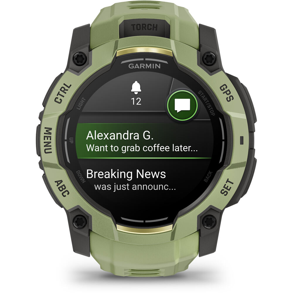 Garmin pulsómetros con gps Instinct 3 50 mm, AMOLED Verde con correa de silicona verde 13