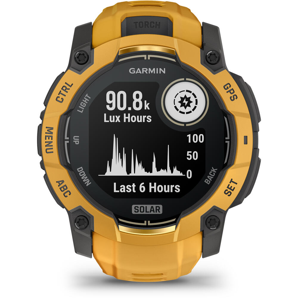 Garmin pulsómetros con gps Instinct 3 50 mm, Solar Naranja con correa de silicona nara 04