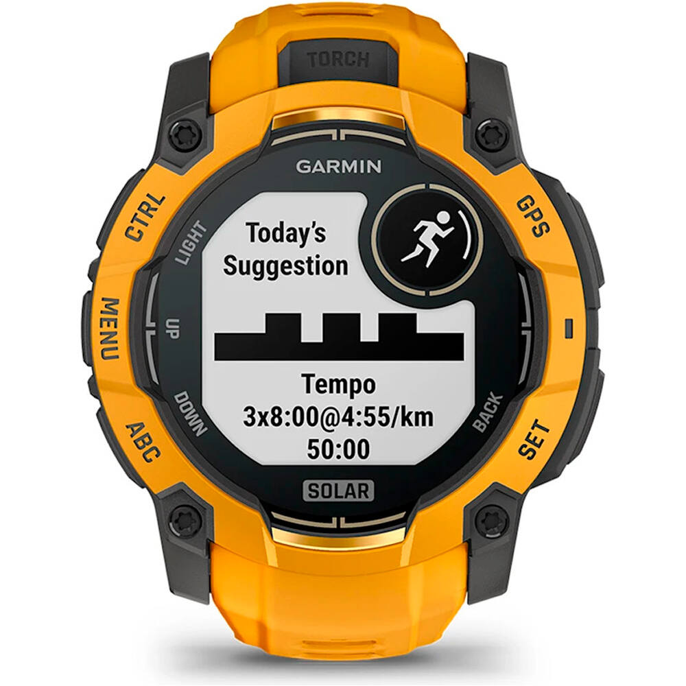 Garmin pulsómetros con gps Instinct 3 50 mm, Solar Naranja con correa de silicona nara 07