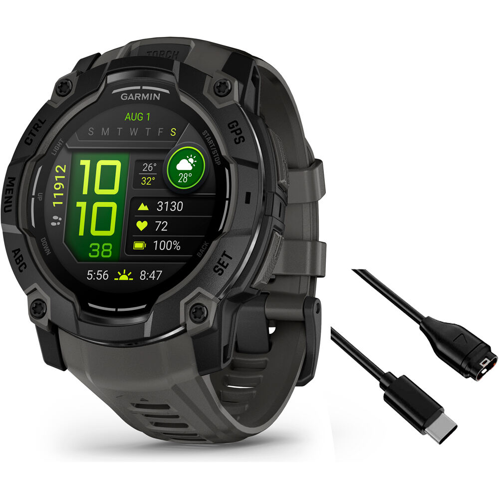 Garmin pulsómetros con gps Instinct 3, 50mm, AMOLED, Black Bezel wi vista frontal