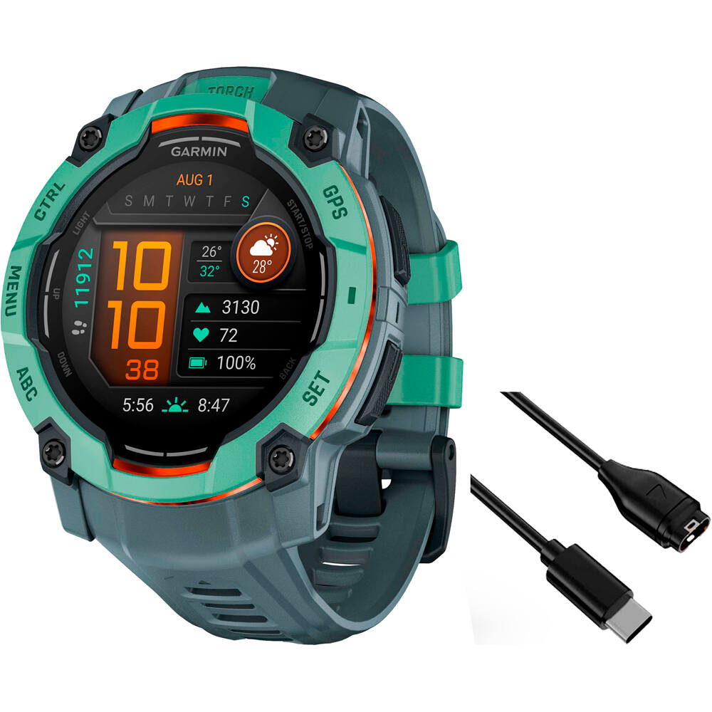Garmin pulsómetros con gps Instinct 3, 50mm, AMOLED, Neo Tropic Bez vista frontal