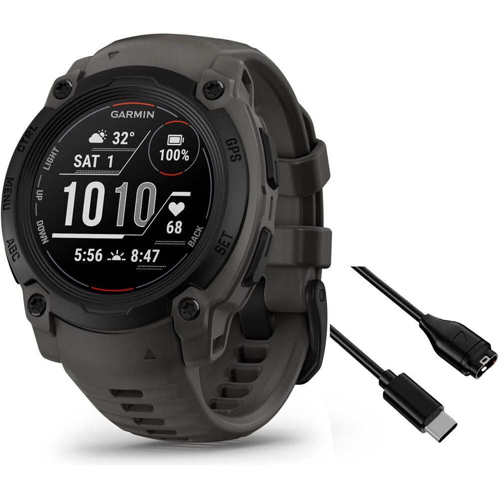 Garmin pulsómetros con gps Instinct E, 40mm, Black Bezel with Charc vista frontal