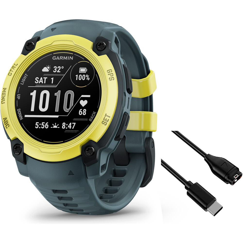 Garmin pulsómetros con gps Instinct E, 40mm, Electric Lime Bezel wi vista frontal