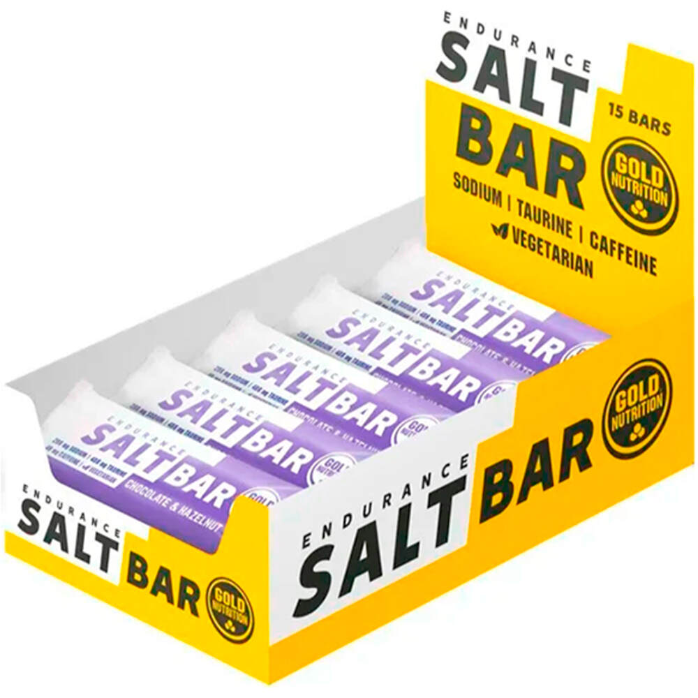 Gold Nutrition barritas energéticas CAJA_ENDURANCE SALT BAR CHOCO & HAZEL-40 vista frontal