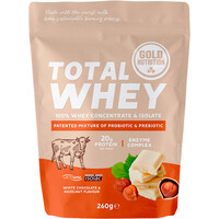 Gold Nutrition proteínas TOTAL WHEY WHITE CHOC-HAZELNUT - 260 G vista frontal