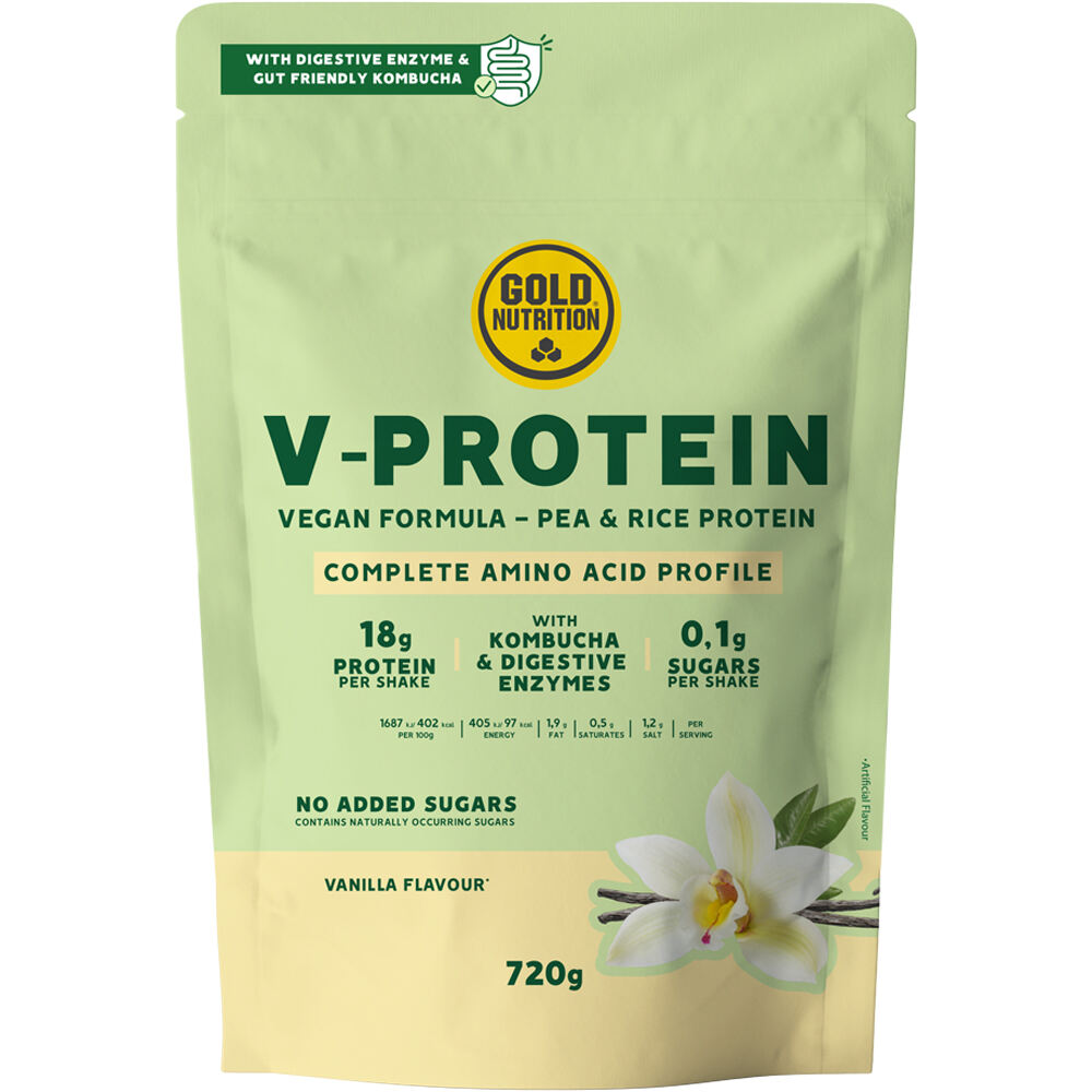 Gold Nutrition Vegano V-PROTEIN VANILLA - 240 G vista frontal