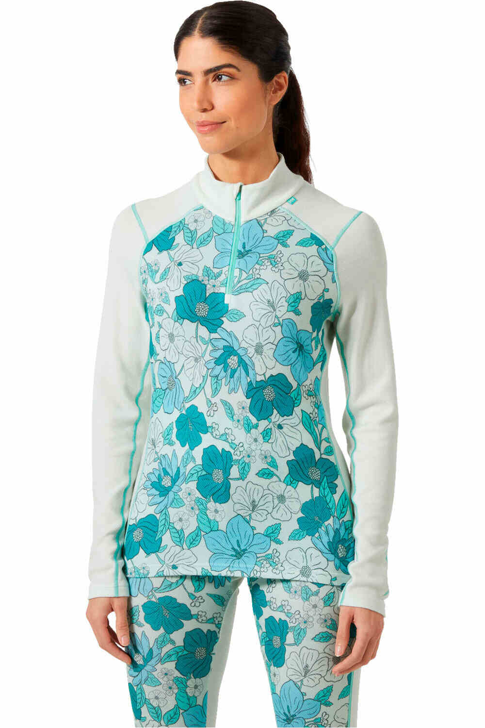 Helly Hansen camiseta térmica manga larga mujer W LIFA MERINO MIDW GRA 1/2 ZIP vista frontal