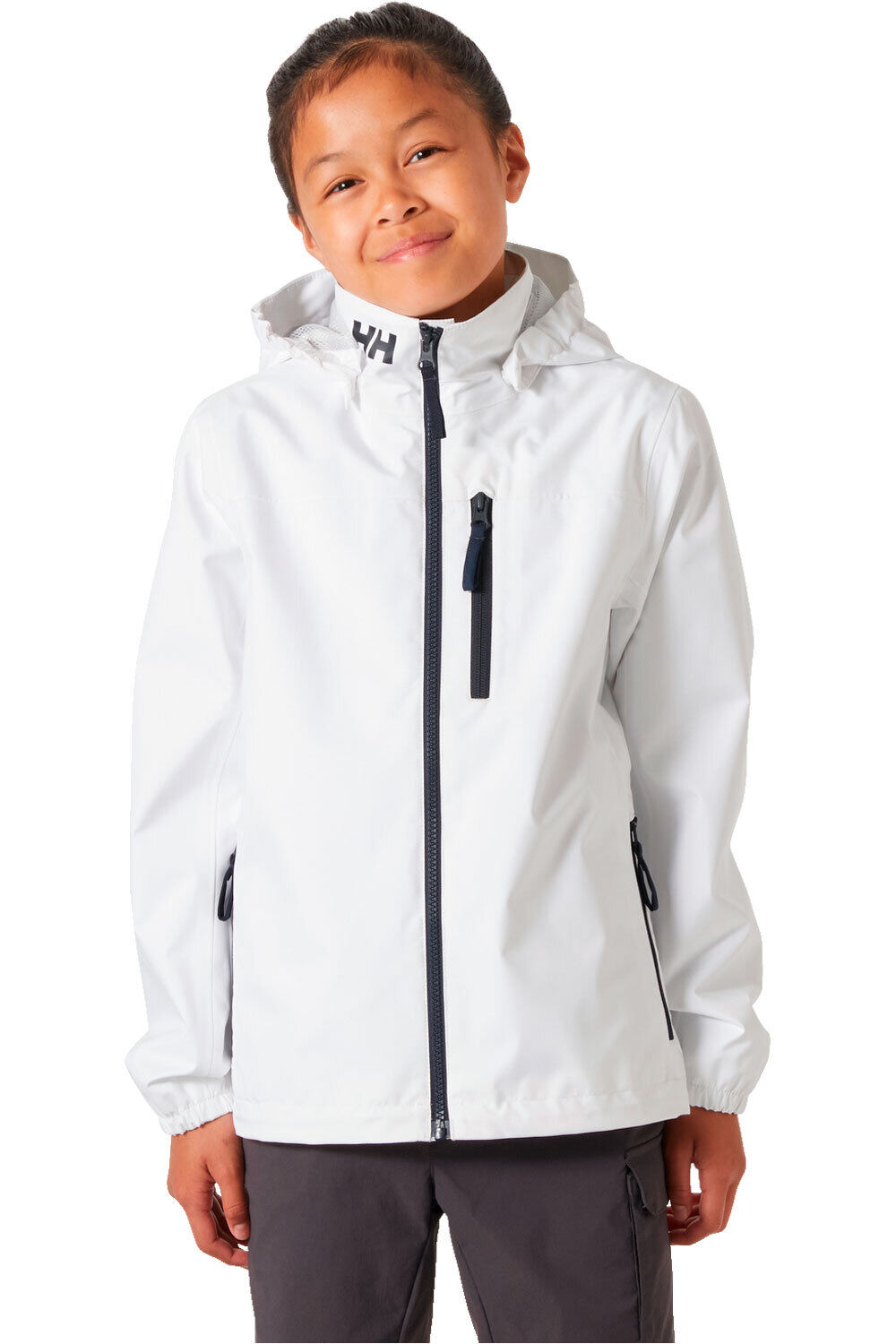 Helly Hansen chaqueta impermeable niño JR CREW HOODED JACKET vista frontal
