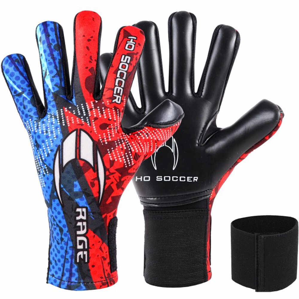 Ho Soccer guantes portero infantil RAGE PLUS ELECTRIC RED-BLUE vista frontal