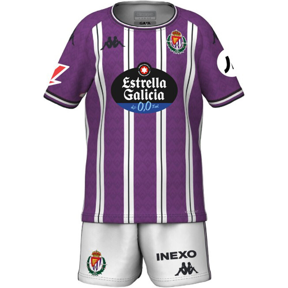 Kappa equipación fútbol niño VALLADOLID 25 KIT HOME vista frontal