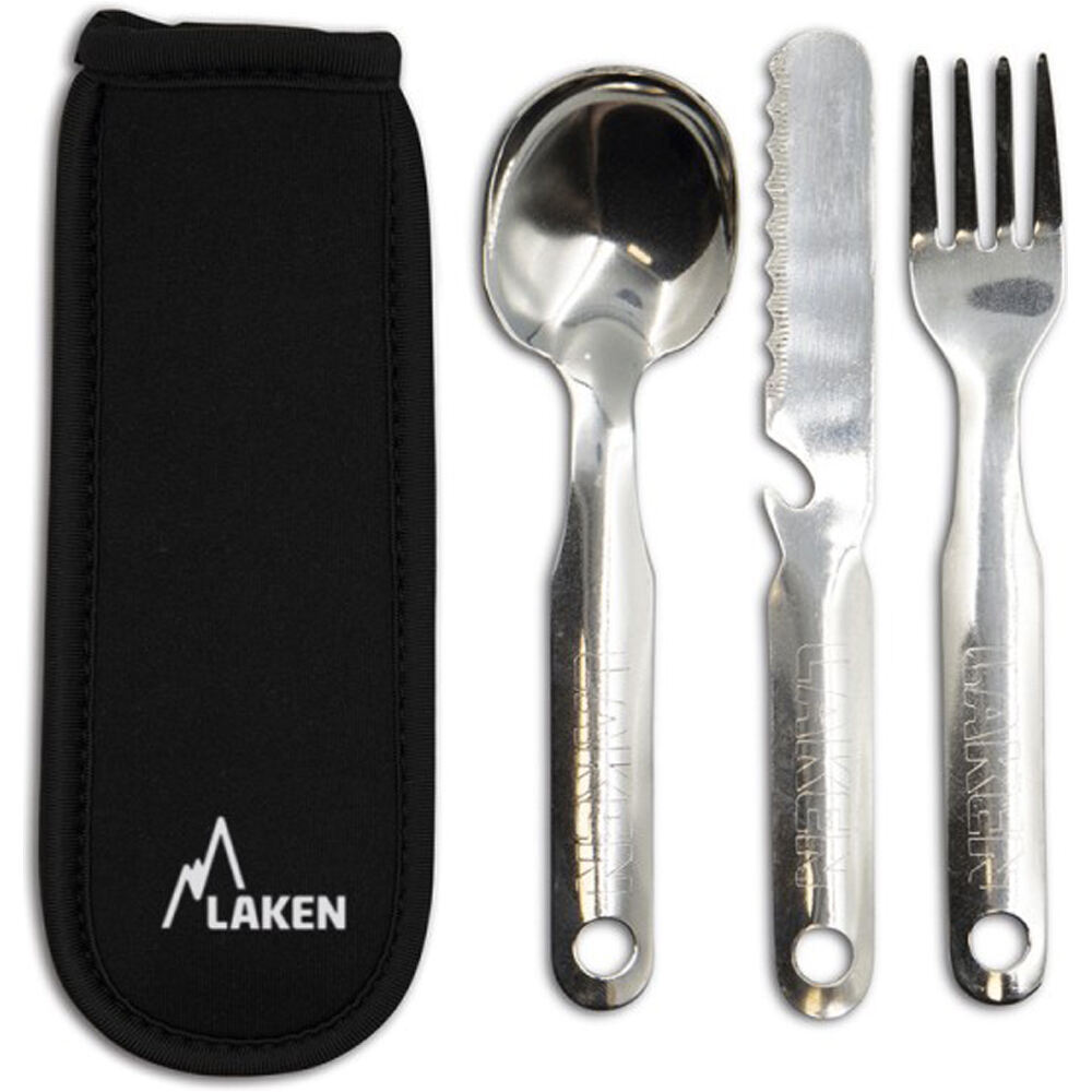 Laken fiambreras Batera acero inox. 17 cm. con funda, juego de cubiertos, va 05