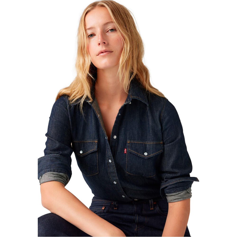 Levi'S camisa manga larga mujer ICONIC WESTERN DARK INDIGO - FLAT FINISH vista detalle