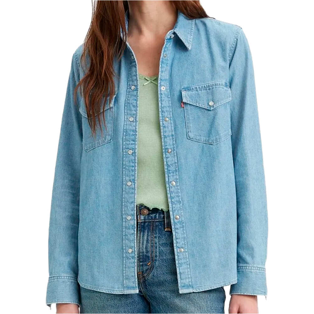 Levi'S camisa manga larga mujer ICONIC WESTERN LIGHT INDIGO - WORN IN vista frontal