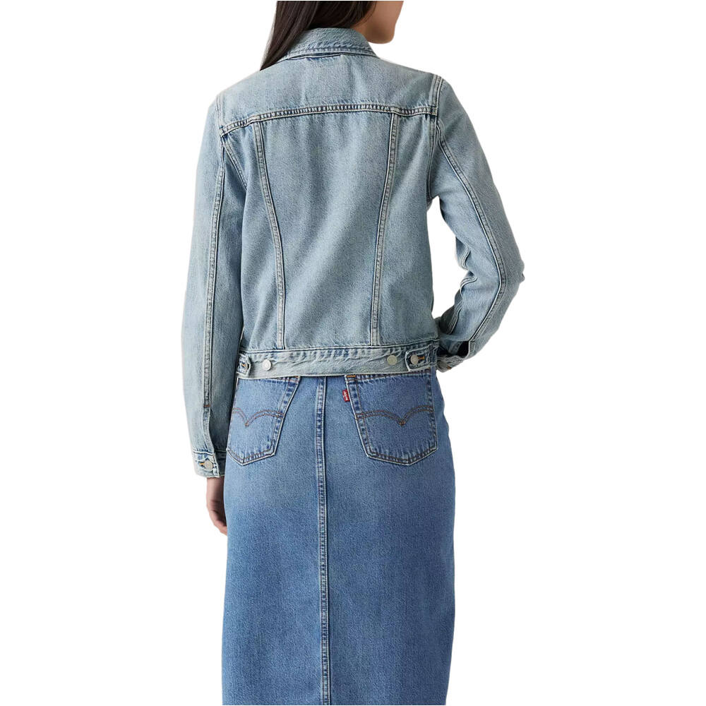 Levi'S chaquetas mujer ORIGINAL TRUCKER MED INDIGO - WORN IN vista trasera