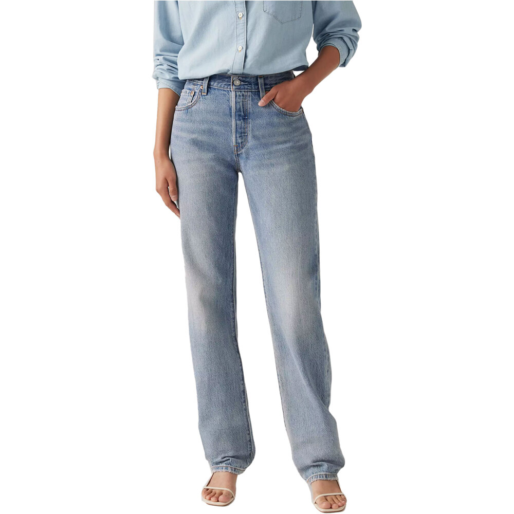 Levi'S pantalón mujer 501 90S LIGHTWEIGHT MED INDIGO - WORN IN vista frontal