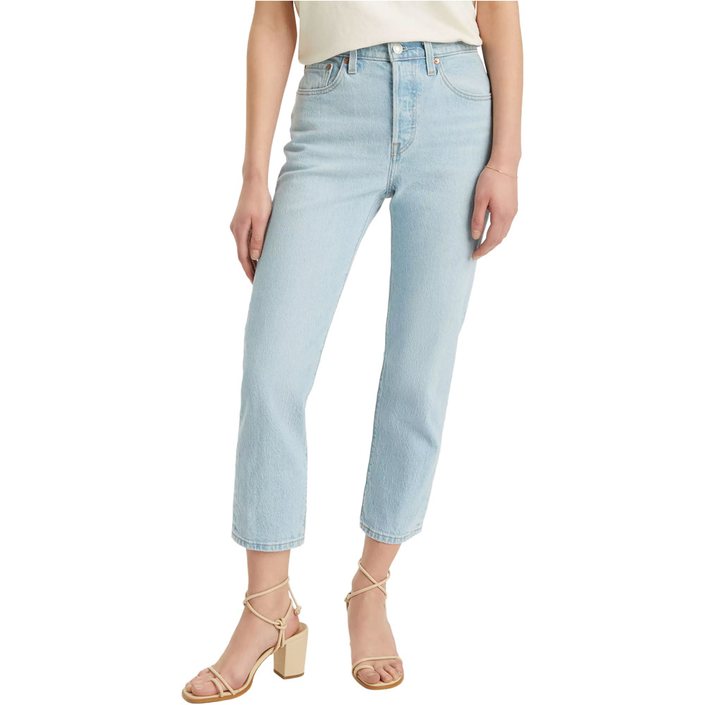 Levi'S pantalón mujer 501 CROP LIGHT INDIGO - WORN IN vista frontal