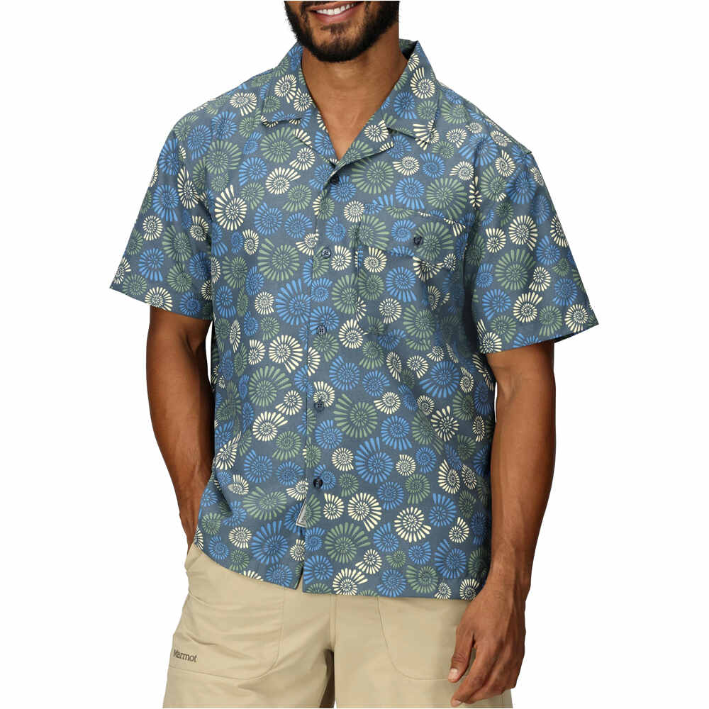 Marmot camisa montaña manga corta hombre AirExchange SolarShield Camp Novelty SS Shirt vista frontal