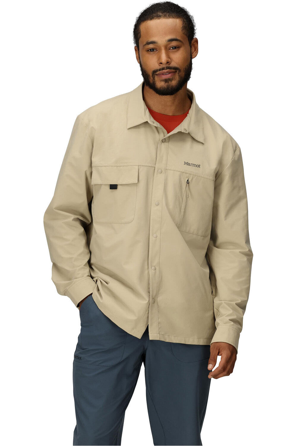 Marmot camisa montaña manga larga hombre AirExchange SolarShield Overshirt vista frontal