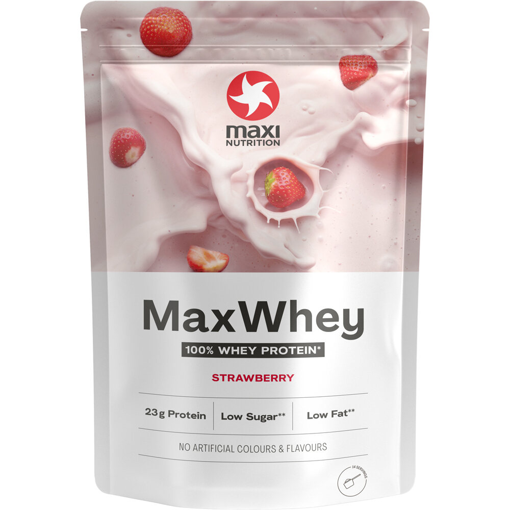 Maxi Nutrition proteínas MaxWhey Strawberry 420 g vista frontal