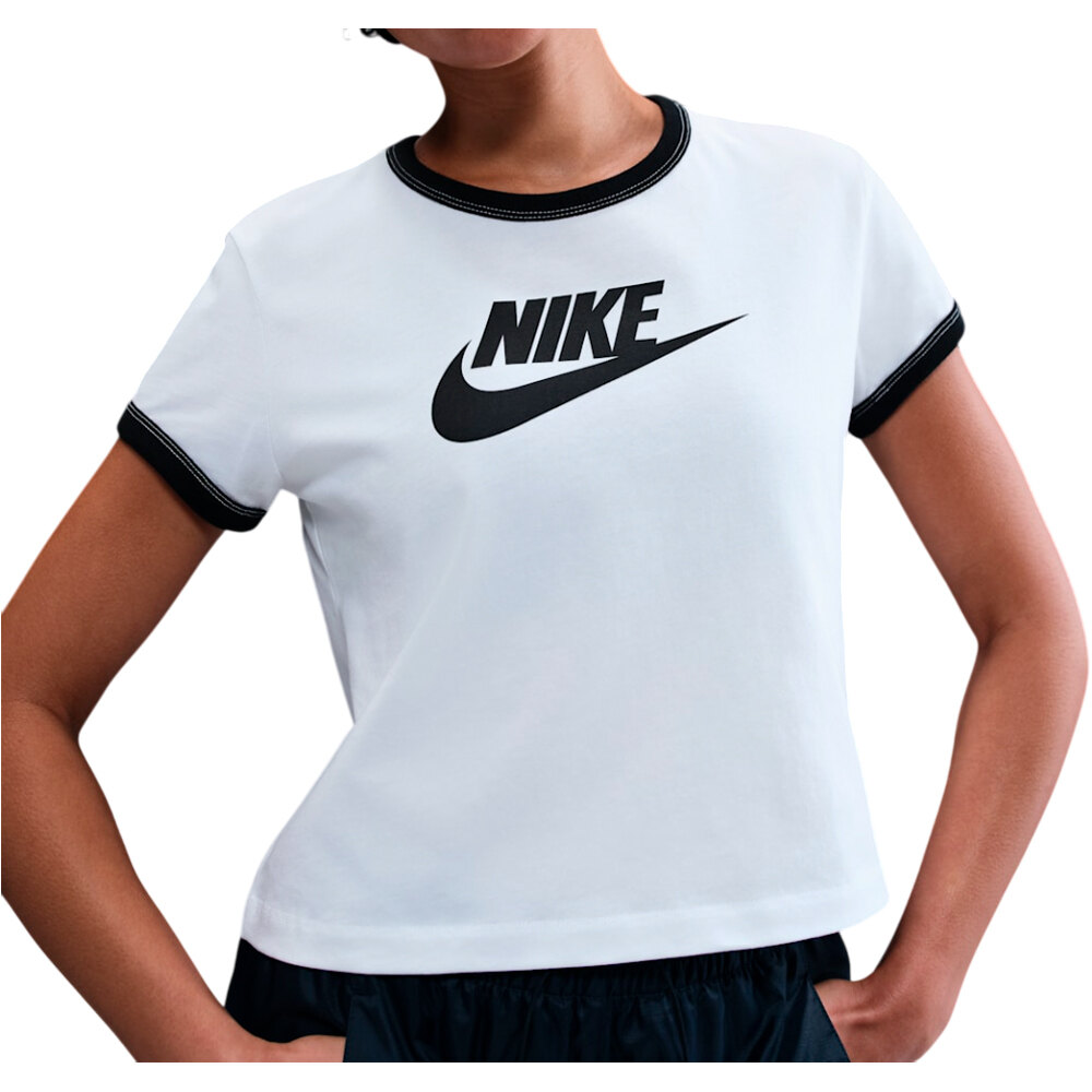 Nike camiseta manga corta mujer W NSW SS RINGER TEE VNTG RUN vista frontal