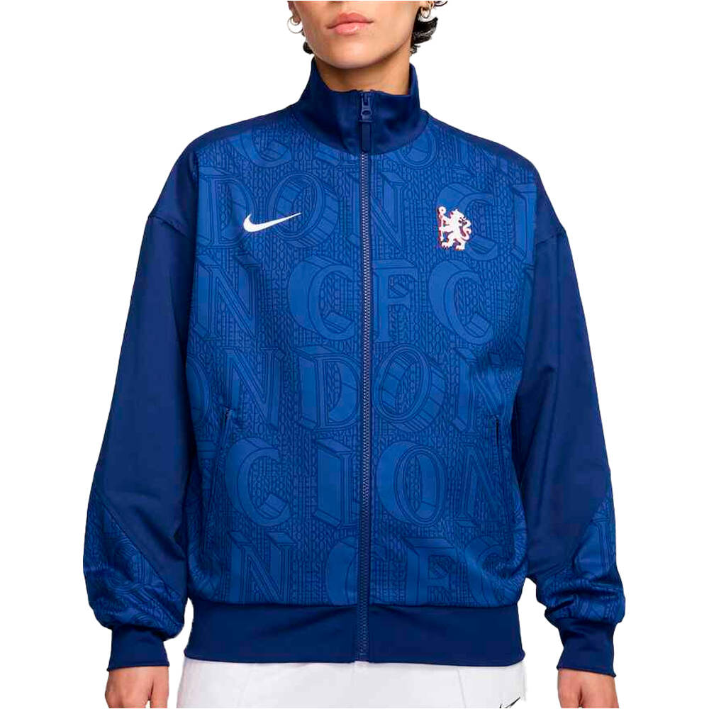 Nike chubasqueros y chaquetones entrenamiento fútbol CHELSEA 25 WNK DF STRK ANTHM JKT vista frontal