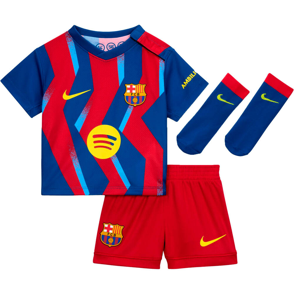 Nike equipación fútbol niño BARCELONA 26 INF NK DF KIT STAD 4R vista frontal