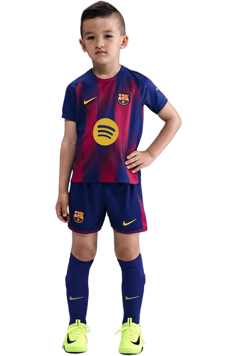 Nike equipación fútbol niño BARCELONA 26 LK NK DF KIT STAD HM vista frontal