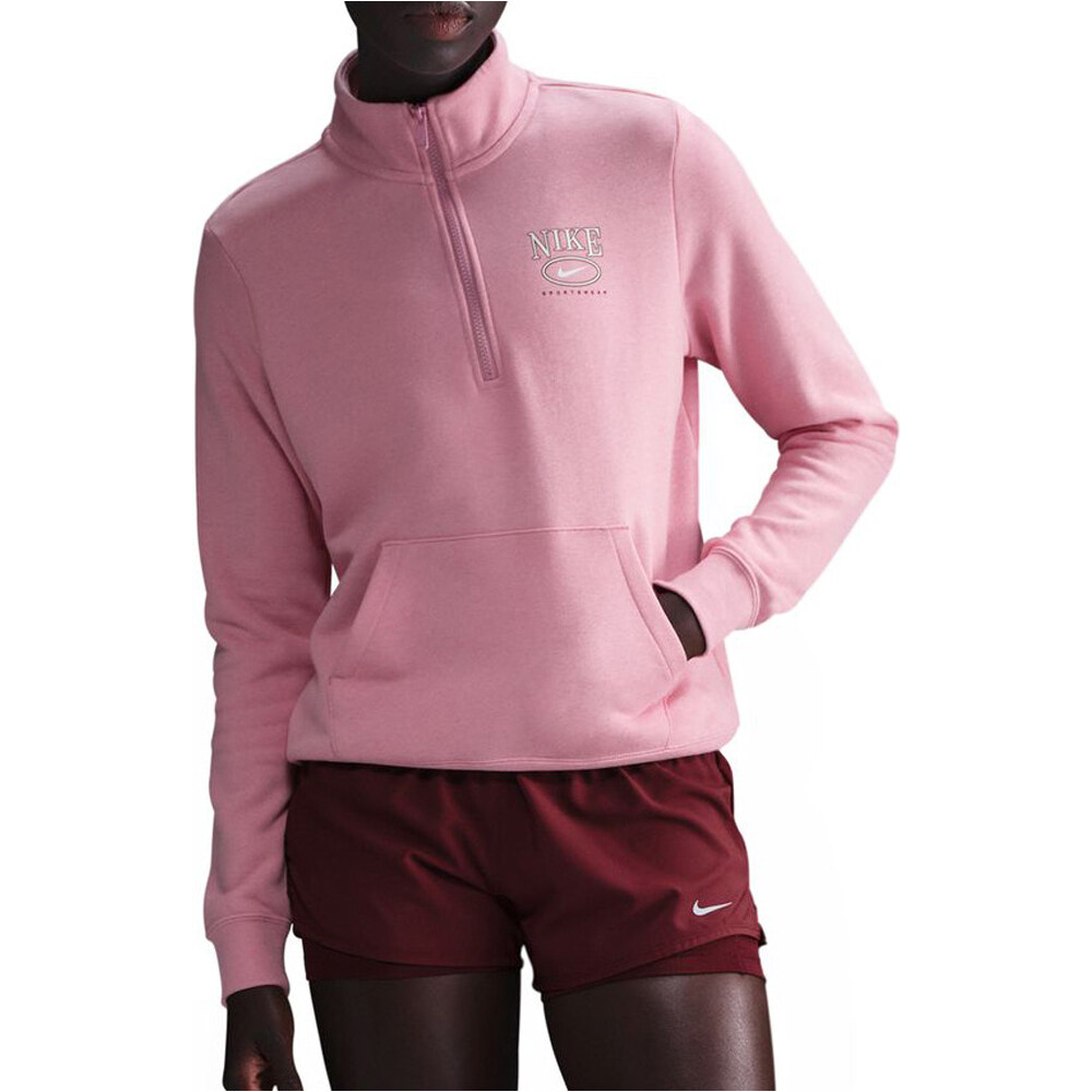 Nike sudadera mujer W NSW CLUB FLC MOCK GX QZ TOP vista frontal