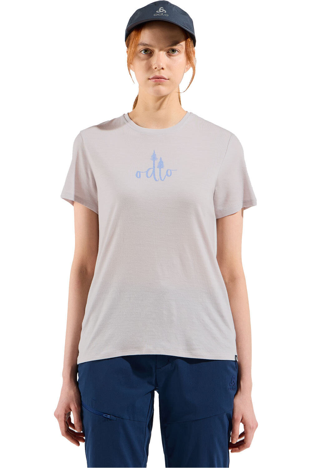 Odlo camiseta montaña manga corta mujer ASCENT MERINO 160 TREE LOGO vista frontal