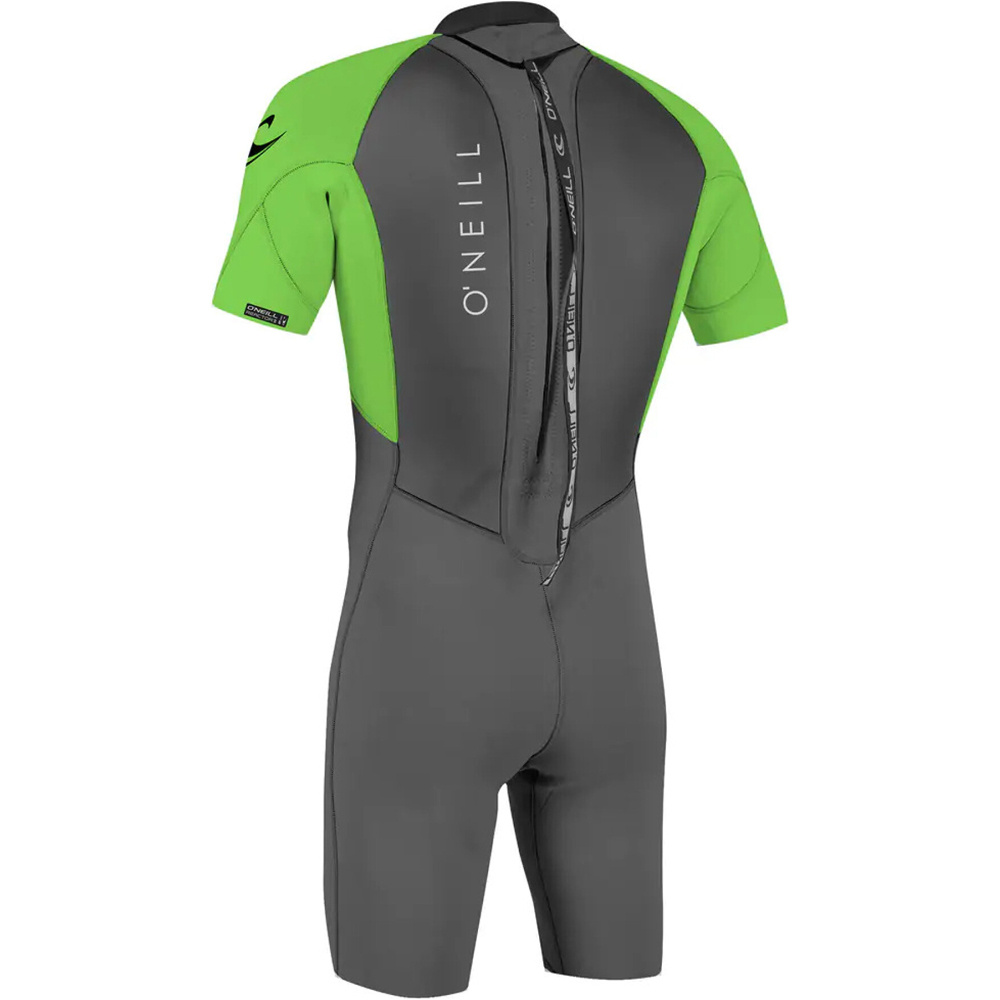 O'Neill traje de neopreno corto Reactor-2 2mm Back Zip S/S Spring vista trasera