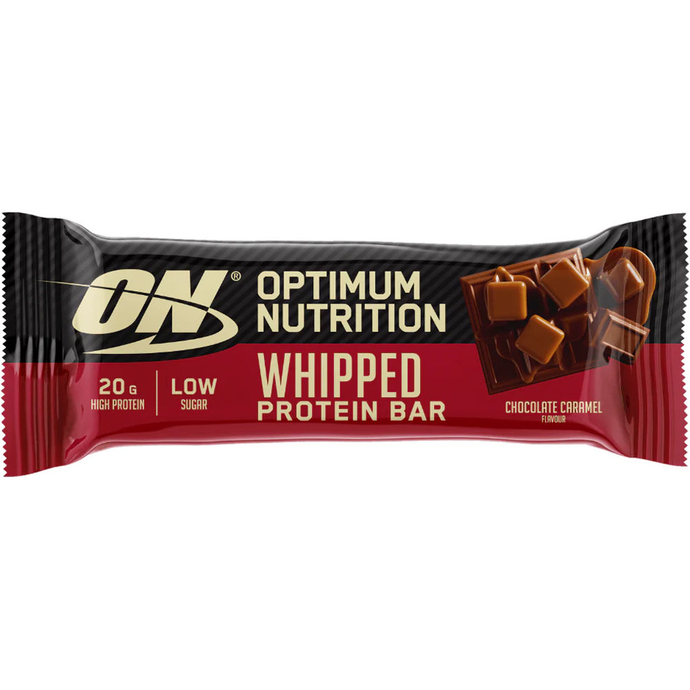 Optimum Nutrition barritas energéticas ON Whipped Chocolate Caramel Bar 60G vista frontal