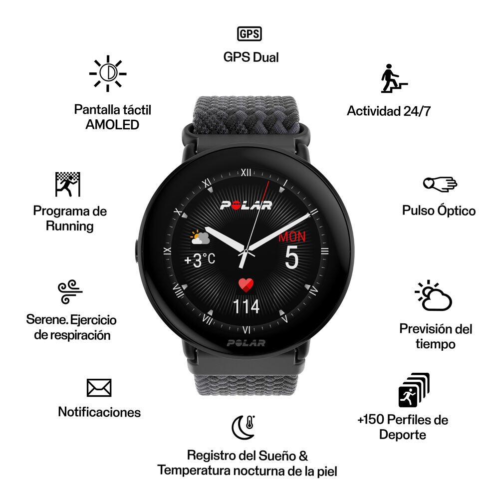 Polar pulsómetros con gps IGNITE 3 BRAIDED YARN BLK S-L 07