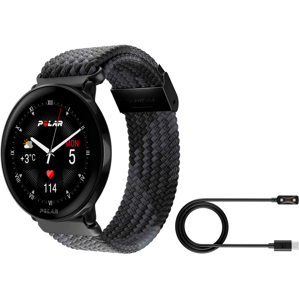 Polar pulsómetros con gps IGNITE 3 BRAIDED YARN BLK S-L vista frontal