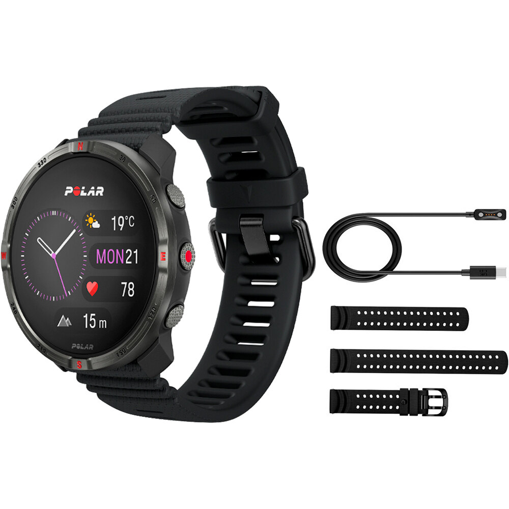 Polar pulsómetros con gps POLAR GRIT X2 BLK S-L vista frontal