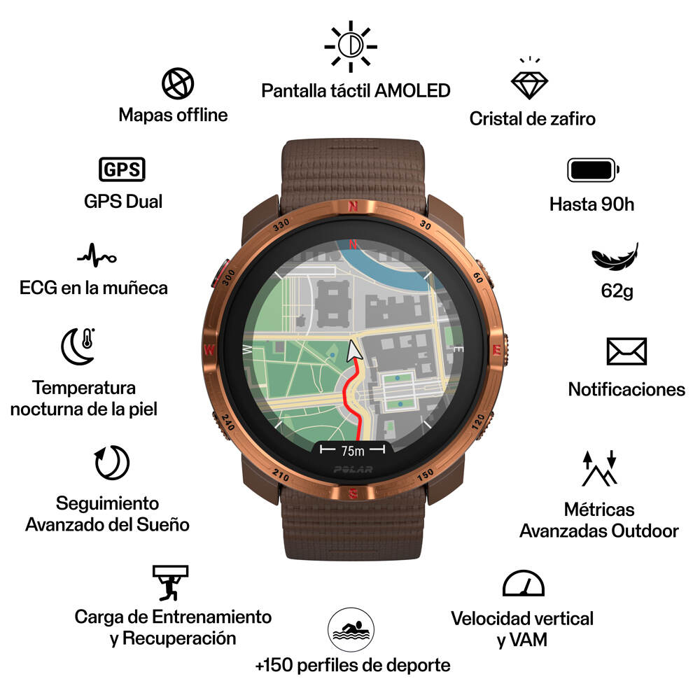 Polar pulsómetros con gps POLAR GRIT X2 BRN S-L 10