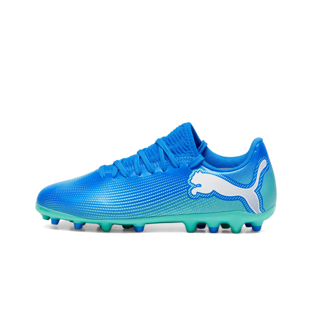 Puma botas de futbol niño cesped artificial FUTURE 7 PLAY MG Jr AZVE lateral exterior