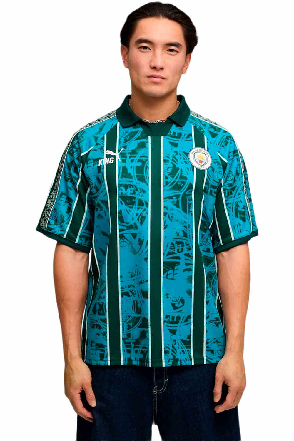 Puma camiseta de fútbol oficiales MCFC KING Retro Jers vista frontal