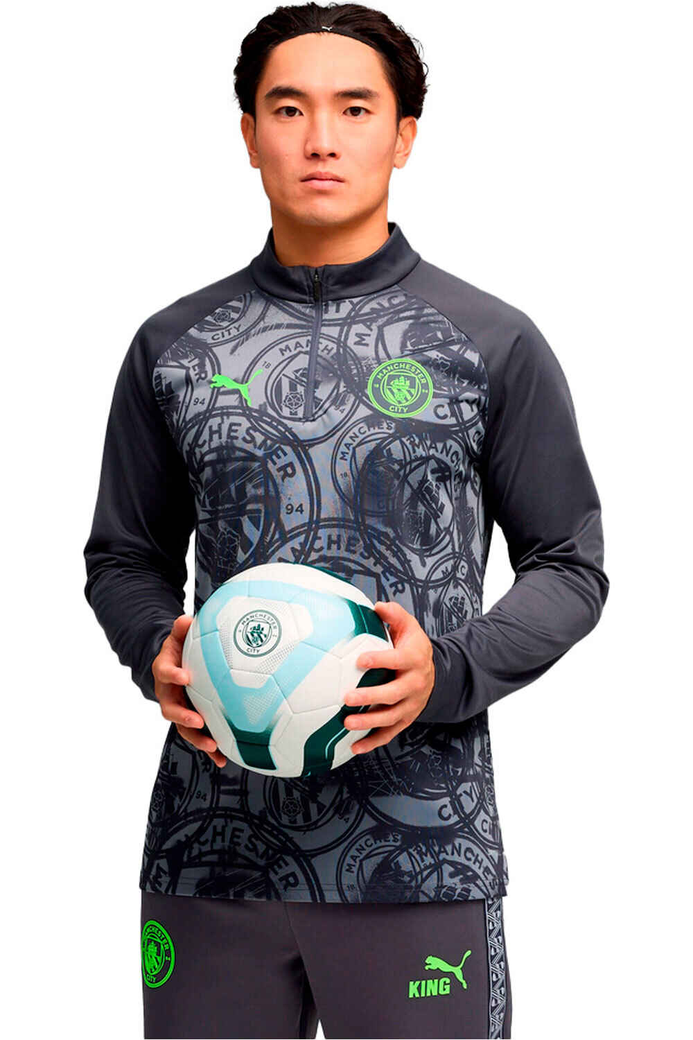 Puma camiseta de fútbol oficiales MCFC Warm Up 1/4 Zip vista frontal