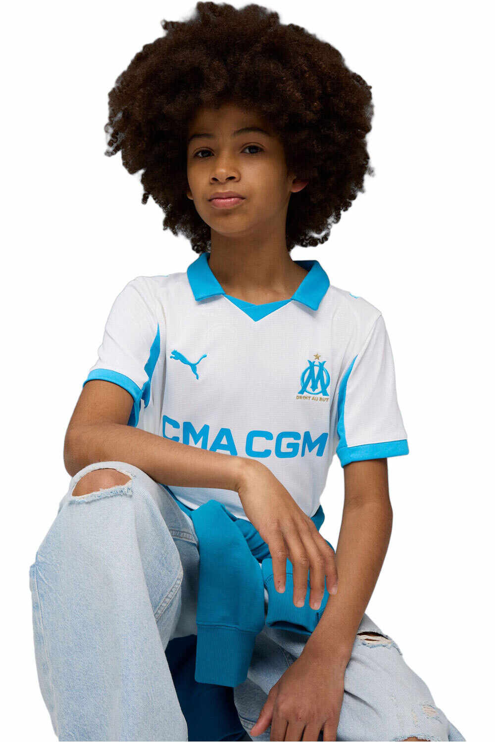 Puma camiseta de fútbol oficiales niño O.MARSELLA 26 Home Jersey Repli vista frontal