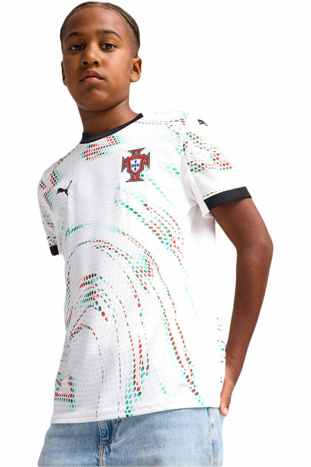 Puma camiseta de fútbol oficiales niño PORTUGAL 25 Away Jersey Replica Jr vista frontal